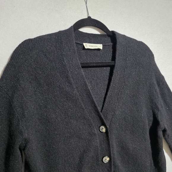 EVERLANE BLACK BUTTON-FRONT COTTON WOOL ALPACA BLEND COCOON CARDIGAN SZ S - Picture 5 of 15